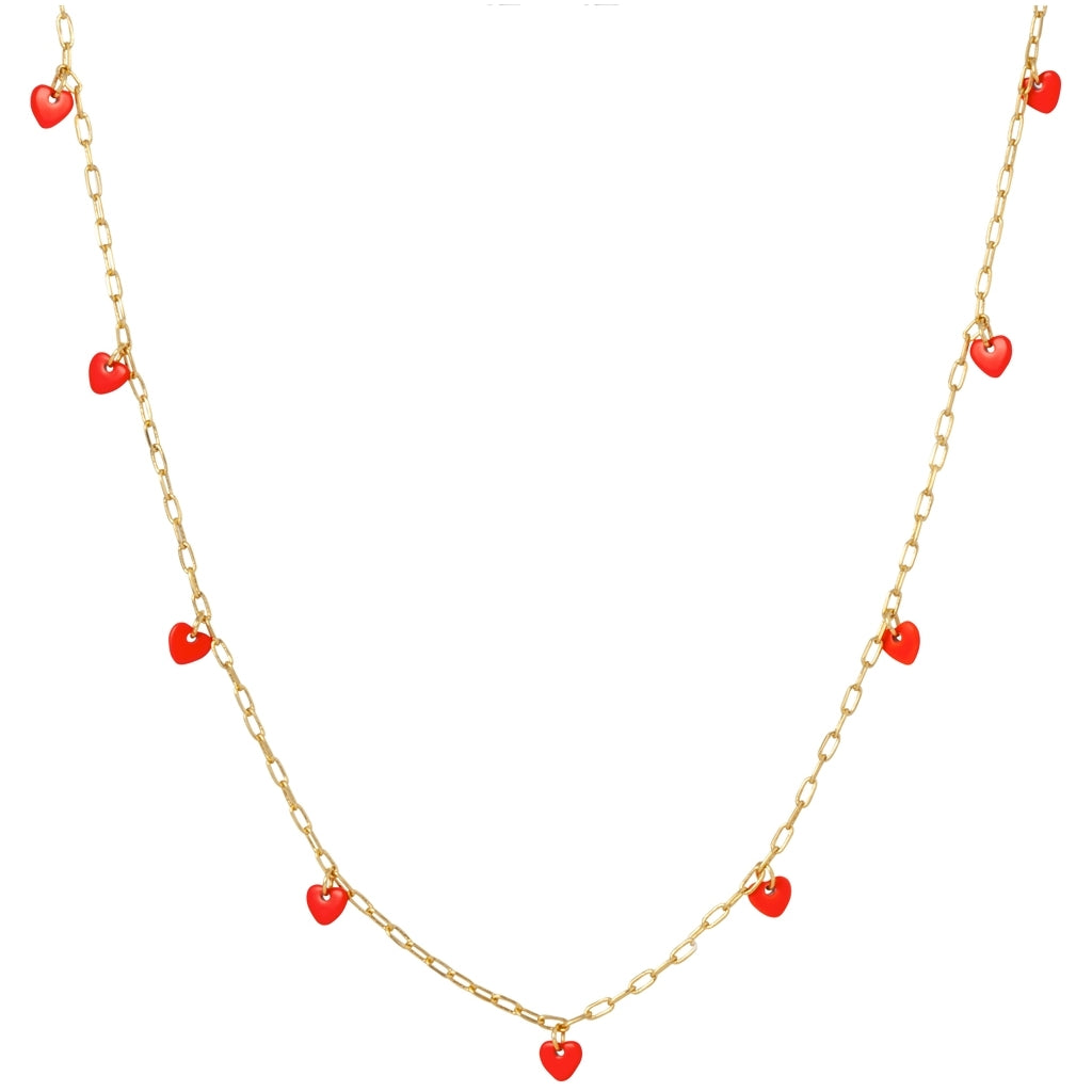 LULU COPENHAGEN LOVE U Kette, lipstick red/gold