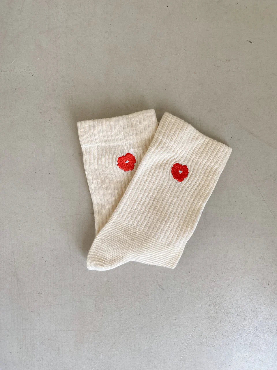 JUTELAUNE RED FLOWER Socken, offwhite