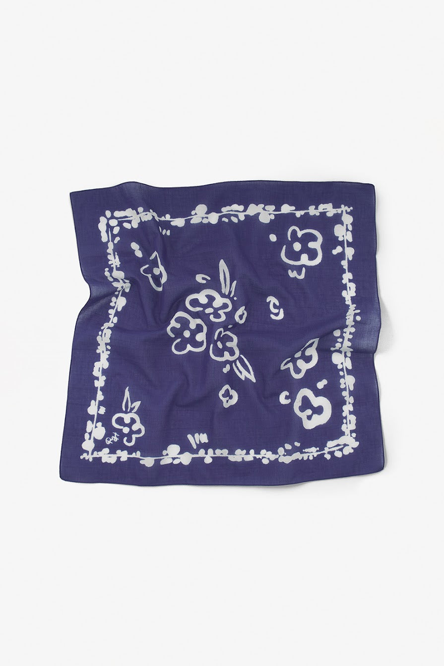 ROTHOLZ FLOWERY Bandana, dark navy